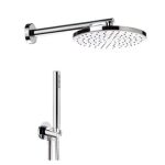 Set doccia completo con soffione tondo, doccetta e flessibile cromato