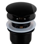 Piletta di scarico click clack 1 1/4 nero opaco per lavabo con troppo pieno